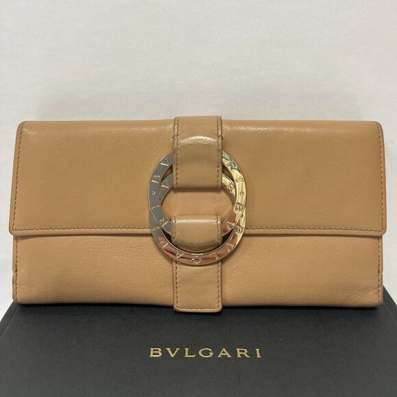 Bvlgari Calf Leather Trifold Wallet - Sand - Preowned - Picture 1 of 15
